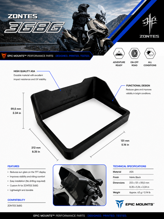 Σκίαστρο οθόνης LCD για ZONTES G368 3d Print