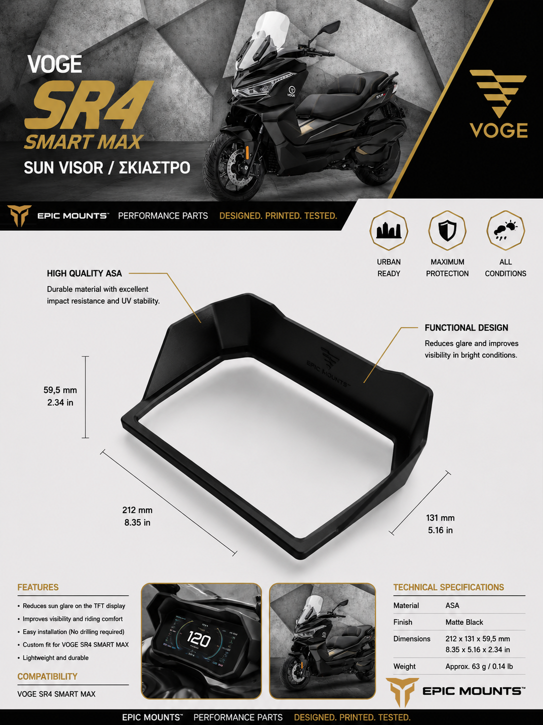 Σκίαστρο οθόνης LCD για Voge SR4 Max Smart / Max 3d Print