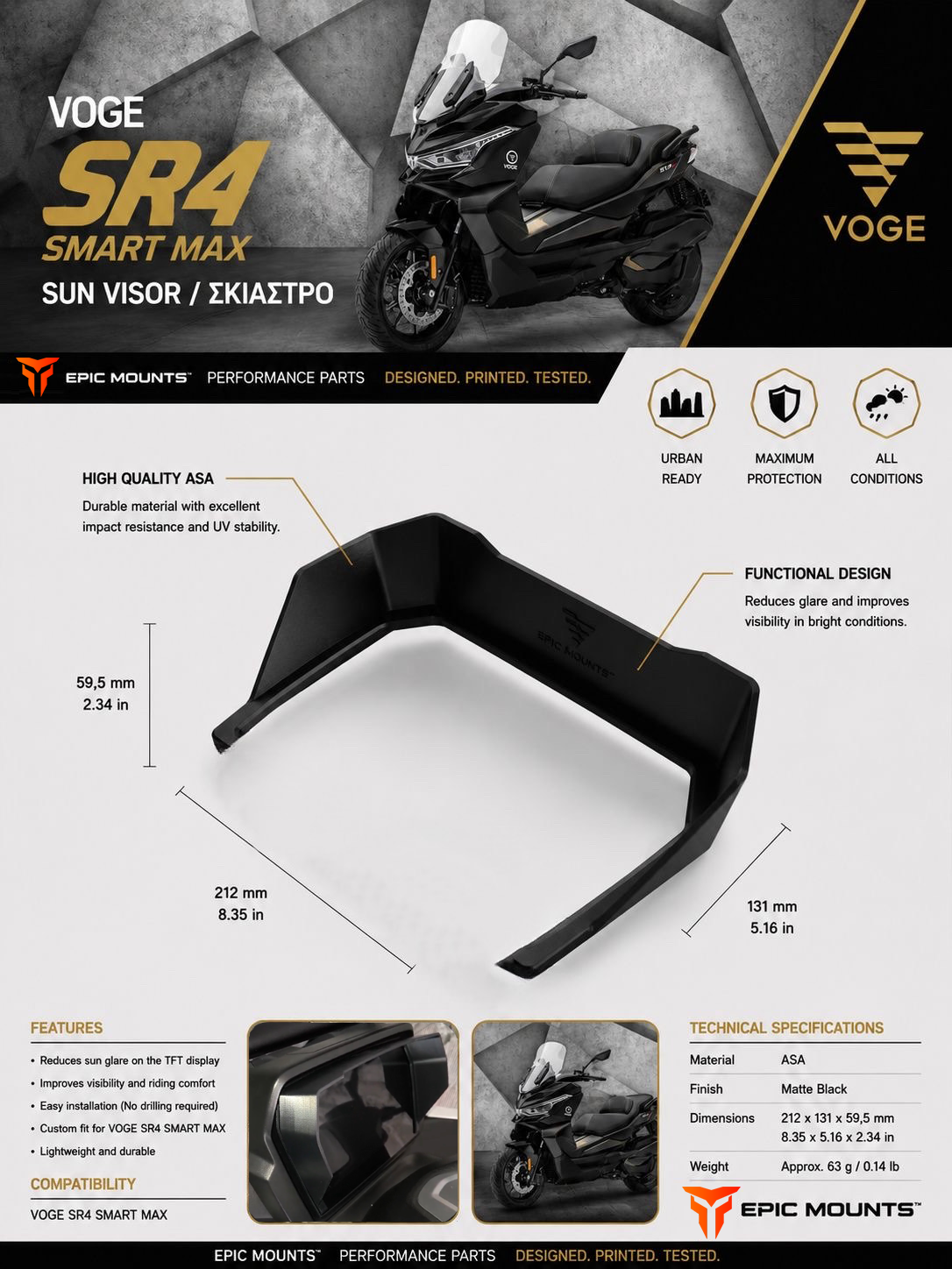 Σκίαστρο οθόνης LCD για Voge SR4 Max Smart / Max 3d Print